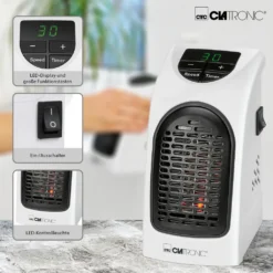 Clatronic HL 3738 Mobiler Steckdosen-Heizlüfter Mit 2 Gebläsestufen, Hochwertiges PTC-Heizelement, LED-Display-und Kontrollleuchte -Luft Wrame Haus Geschaft 0017e1179681a77d05bfa1a83b2cbb5e