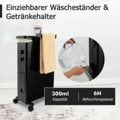 COSTWAY Ölradiator 3 Heizstufen 5-35℃ Für 20㎡, 7 Rippen Heizkörper 1500W, Elektrische Heizung Mobil Mit Thermostat, Überhitzungsschutz & Räder, Schwarz 9 COSTWAY Ölradiator 3 Heizstufen 5-35℃ Für 20㎡, 7 Rippen Heizkörper 1500W, Elektrische Heizung Mobil Mit Thermostat, Überhitzungsschutz & Räder, Schwarz -Luft Wrame Haus Geschaft 01225cfcf9f4d3dd46d68b94b379e506