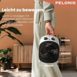 Pelonis 🔥 Heizlüfter, Energiesparend Klein 2000W Elektrische Heizung 2 Heizstufen & Gebläse-Modus, Kippschutz & Überhitzungsschutz Für Büro Wohnzimmer Schlafzimmer - Weiß -Luft Wrame Haus Geschaft 034ed8545294200fc0aae925f5be8ada