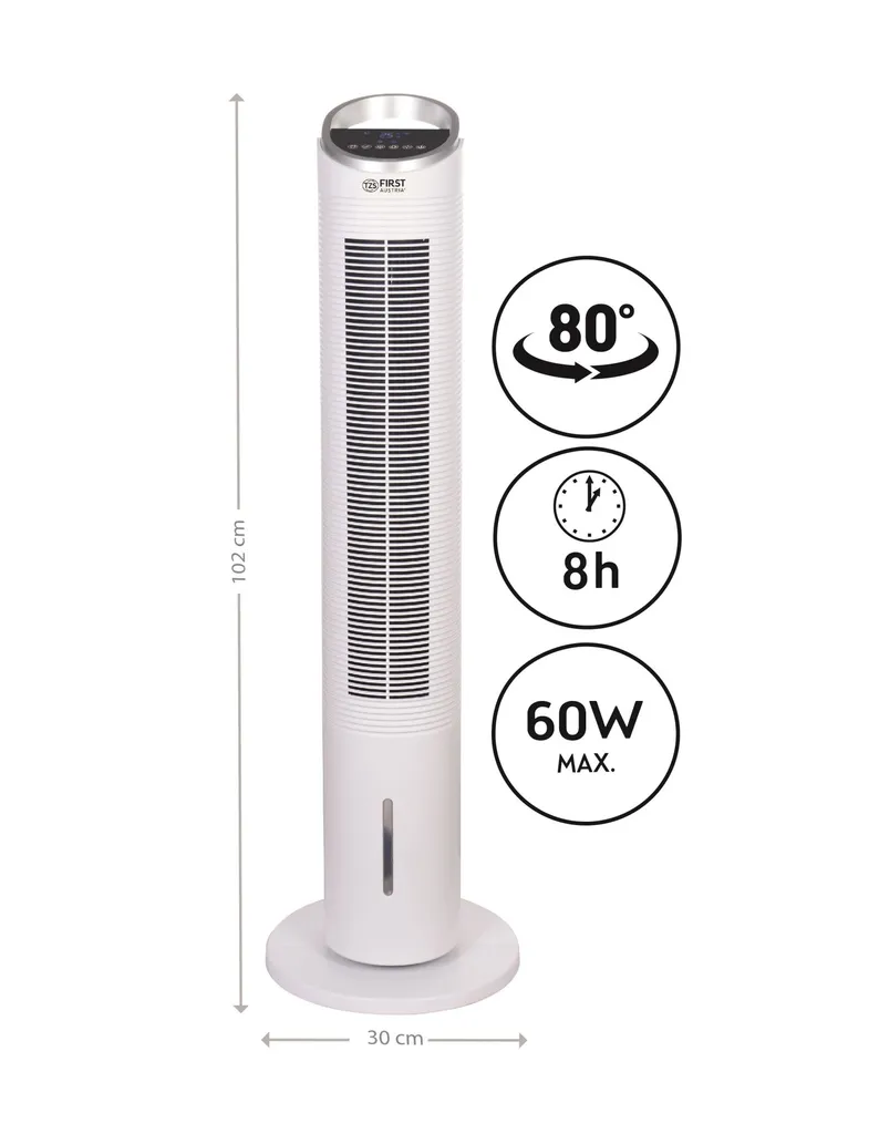 TZS First Austria FA-5560-4 Aircooler Silent Tower Lüfter Stehend - 60W - Weiß 2 TZS First Austria FA-5560-4 Aircooler Silent Tower Lüfter Stehend - 60W - Weiß – Bild 2