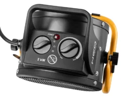 NEO TOOLS Keramischer Elektroheizer PTC, 2kW, Mit Thermostat Und Leistungsschalter, Mit Gebläse, Geräuscharm, Niedriger Energieverbrauch, Einstellbarer Winkel, Luftstrom 197 M3/h -Luft Wrame Haus Geschaft 076fc64acd4051f92b90fa523aff031d