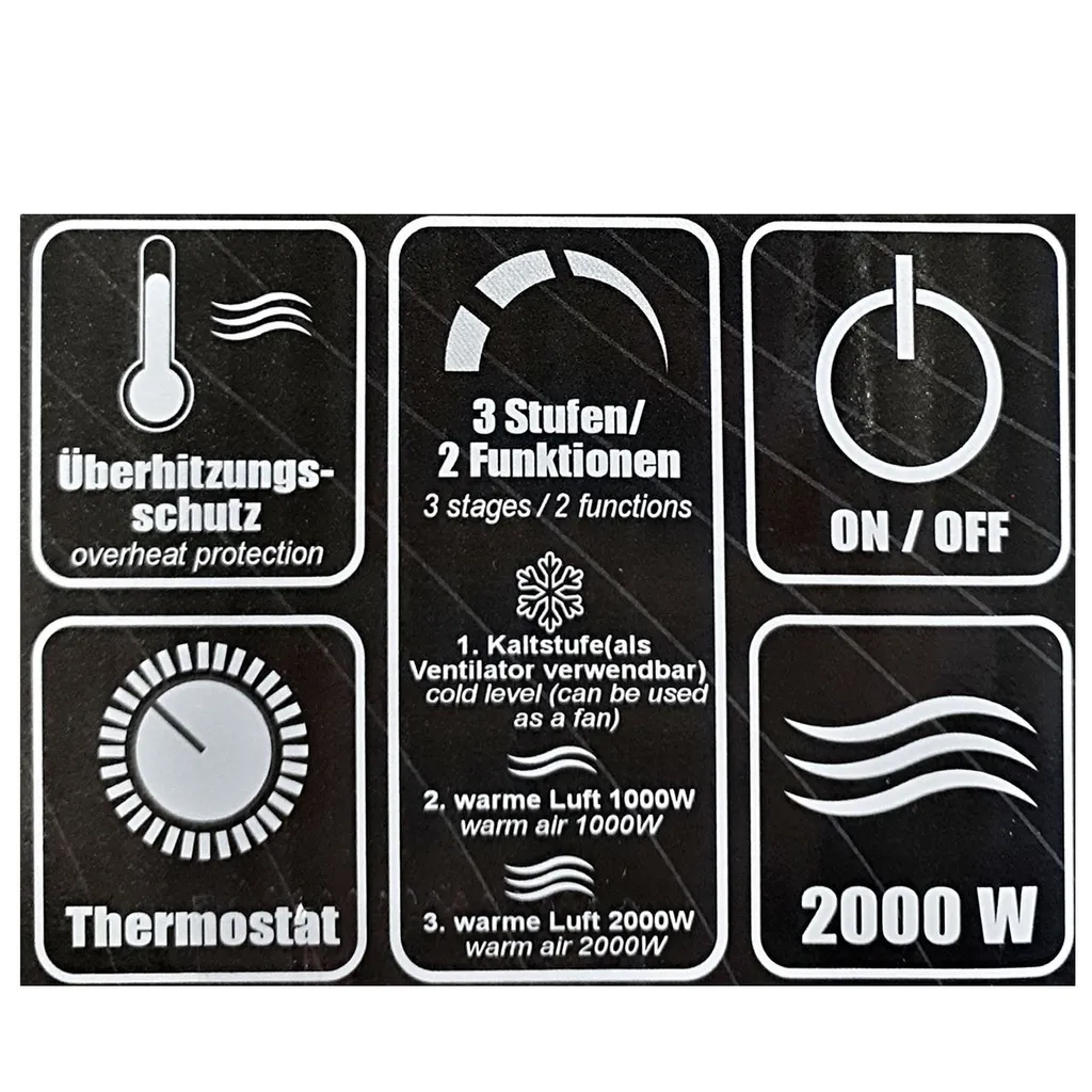 LEX Heizlüfter Mit Ventilatorfunktion 2000W, Farbe:Schwarz 3 LEX Heizlüfter Mit Ventilatorfunktion 2000W, Farbe:Schwarz – Bild 3