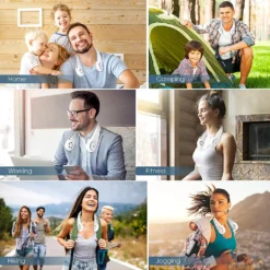 Tragbarer Halsventilator Klimaanlage, 360° Bladeless Kühlventilator Tragbar Nacken Klimaanlage Mit Kühlung Chip & LCD-Schirm, Wiederaufladbarer USB-Sportventilator Für Büro Turnhalle Strand -Luft Wrame Haus Geschaft 08abe3ac1e9311d0edc6c310ce6f81a7