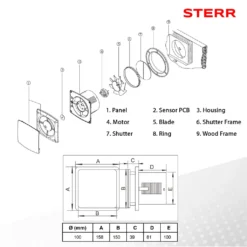 STERR - Ruhiger Badezimmerlüfter - LFS100-Q 12 STERR - Ruhiger Badezimmerlüfter - LFS100-Q -Luft Wrame Haus Geschaft 09b9716eea47f3bb0ddeff2dc3ab0e58