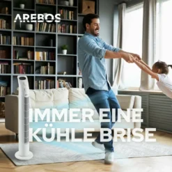 AREBOS Turmventilator Mit Timer, 40 Watt, 75°-Oszillation, Ventilator Mit 3 Geschwindigkeitsstufen, , Weiß -Luft Wrame Haus Geschaft 0a4190db3dc2decac53a40f237ce041f