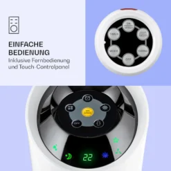 Klarstein Skyscaper Ice Smart Klimaanlage 4-in-1: Luftkühler, Ventilator, Luftbefeuchter & Ionisation - 6 L Wassertank - Oszillation - 30 W - 210 M³/h - Timer - Klimagerät Ohne Abluftschlauch - Mobiles Klimagerät -Luft Wrame Haus Geschaft 0a62e4aafb55df789d52c9c01d87dba8