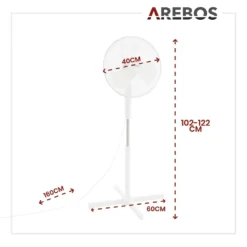 AREBOS Standventilator Turmventilator 45W, 80° Oszillation, 3 Geschwindigkeitsstufen, Leiser Betrieb, Weiß, Höhenverstellbar Bis 122 Cm, Bis 30° Neigbar -Luft Wrame Haus Geschaft 0ab6e1e49b833e36a2ba5769623ae008