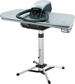 Professionelle 101HD Schwerlast Dampfbügelpresse 101cm Mit Höhenverstellbaren Ständer Von Speedypress - Silber (+ Bügeleisen, Ersatzabdeckung & Schaumstoff-Unterfilz Und Wasserfilterpatrone GRATIS)