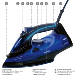 Bomann Dampfbügelautomat DB 6038 CB Schwarz/blau, 2800 W, Superglide -Luft Wrame Haus Geschaft 0efcea49fbe4214d299eb6a96af44747