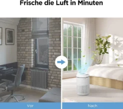 MINI MAX Luftreiniger, 35m² In Nur 10 Minuten Air Purifier H13 HEPA Filter Mit 3 Lüfterstufen Gegen 99,97% Bakterien Staub Pollen Rauch Partikel, Aktivkohlefilter 22dB Leiser Schlafmodus -Luft Wrame Haus Geschaft 108435b104b054fe2b867d1b2e024511