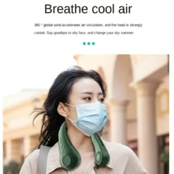 Tragbarer Mini Fan Nackenbügel Klingenloser Hängender Halsventilator Lazy Neck Hanging Cooler USB Wiederaufladbar USB, Grün -Luft Wrame Haus Geschaft 11b687a239d0d8c03771c11b2ca9599b