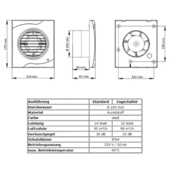 Badlüfter Lüfter Wandlüfter Ventilator WC Bad Leise Ø 100 Mm Zugschalter 8 Badlüfter Lüfter Wandlüfter Ventilator WC Bad Leise Ø 100 Mm Zugschalter -Luft Wrame Haus Geschaft 13599cefe59fdf85f2966f74f708896e