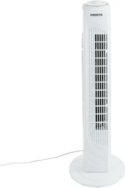 AREBOS Turmventilator, 50 Watt, 60°-Oszillation, 3 Geschwindigkeitsstufen, Ventilator Mit Tragegriff, Weiß, Leise -Luft Wrame Haus Geschaft 15b176402d58252c5341cb8d71098be3