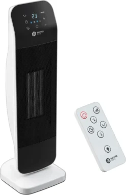 BALTER Heizlüfter 2000W, Heizstrahler, Heizung, Fernbedienung, Thermostat, 3 Heizstufen, Elektroheizung Mit 80° Oszillation, 12H Timer, Überhitzungs- Und Kippschutz