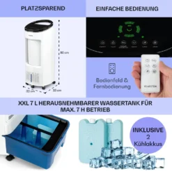 Klarstein Mobiles Klimagerät Ohne Abluftschlauch - Luftkühler Mit Wasser Ventilator Luftbefeuchter Luftreiniger Funktion - 7L Wassertank - Air Cooler Klimaanlage Mobil Mit Fernbedienung - Weiß 11 Klarstein Mobiles Klimagerät Ohne Abluftschlauch - Luftkühler Mit Wasser Ventilator Luftbefeuchter Luftreiniger Funktion - 7L Wassertank - Air Cooler Klimaanlage Mobil Mit Fernbedienung - Weiß -Luft Wrame Haus Geschaft 19e38c7a30fcb43184964bd73fdda01c