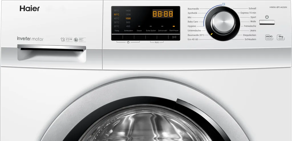 Haier HW90-BP14636N Waschmaschine Frontlader Bürstenloser Inverter Motor 2 Haier HW90-BP14636N Waschmaschine Frontlader Bürstenloser Inverter Motor – Bild 2
