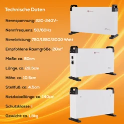 Tronitechnik KH-101 Heizgerät Konvektor Radiator Heizung Stufenlose Thermosteuerung (750W / 1.250W / 2.000W) 25 Tronitechnik KH-101 Heizgerät Konvektor Radiator Heizung Stufenlose Thermosteuerung (750W / 1.250W / 2.000W) -Luft Wrame Haus Geschaft 1b1d847df33f1a40835ad3fc0057ad6b