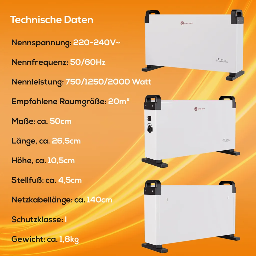 Tronitechnik KH-101 Heizgerät Konvektor Radiator Heizung Stufenlose Thermosteuerung (750W / 1.250W / 2.000W) 9 Tronitechnik KH-101 Heizgerät Konvektor Radiator Heizung Stufenlose Thermosteuerung (750W / 1.250W / 2.000W) – Bild 9