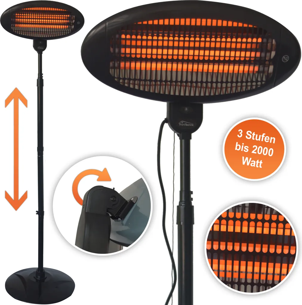 TroniTechnik Quartz-Heizstrahler Mit 3 Stufen, Verstellbarer Teleskopstange Und Kopf 1 TroniTechnik Quartz-Heizstrahler Mit 3 Stufen, Verstellbarer Teleskopstange Und Kopf