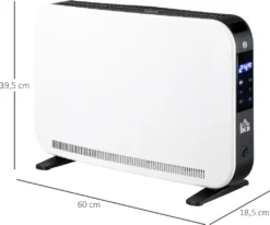 HOMCOM Heizgerät Heizlüfter 2180 W Elektroheizer LED-Licht Mit 3 Stufen Warm 24-Stunden-Timer Heizer Heizung Wärme Stahl Kunststoff Weiß 60 X 18,5 X 39,5 Cm -Luft Wrame Haus Geschaft 1b8bbe6420d81d2be6b5792a118ab643