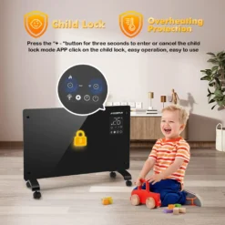 Aigostar Elektroheizung, Elektro Glasheizung, Konvektor-Heizung, LED Touchscreen Einstellbare Temperatur, 2000 W -Luft Wrame Haus Geschaft 1c7155c2ebb52c69ee6309cc41e63629