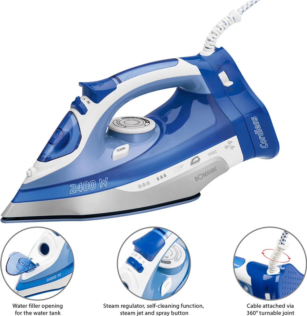 BOMANN Schnurloser Dampfbügelautomat DB 6006 CB Weiß/blau Dampf Bügeleisen 7 BOMANN Schnurloser Dampfbügelautomat DB 6006 CB Weiß/blau Dampf Bügeleisen – Bild 7