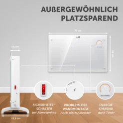Johannson Elektroheizung Mit Thermostat Aurora | Heizstrahler Innenraum | Heizung Elektrisch Energiesparend | Elektroheizkörper | Konvektor Heizung 2000W | Elektrische Heizung | Leiser Als Heizlüfter - Weiß -Luft Wrame Haus Geschaft 1ec3ce43cbf405e8b9ca377704cd39d3
