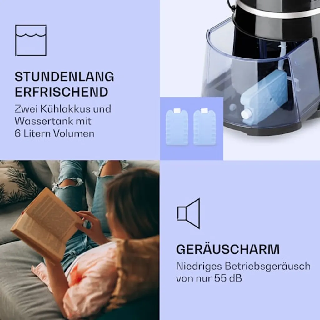 Klarstein Skyscaper Ice Smart Klimaanlage 4-in-1: Luftkühler, Ventilator, Luftbefeuchter & Ionisation - WiFi - 6 L Wassertank - Oszillation - 30 W - 210 M³/h - Timer - Klimagerät Ohne Abluftschlauch - Mobiles Klimagerät 8 Klarstein Skyscaper Ice Smart Klimaanlage 4-in-1: Luftkühler, Ventilator, Luftbefeuchter & Ionisation - WiFi - 6 L Wassertank - Oszillation - 30 W - 210 M³/h - Timer - Klimagerät Ohne Abluftschlauch - Mobiles Klimagerät – Bild 8