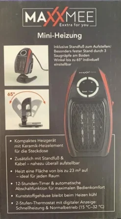 Heizlüfter Steckdosen Elektroheizer Heizgerät Heizung Terassenstrahler MAXXMEE -Luft Wrame Haus Geschaft 262729b47d3f7c6208f42b945b0bcd0c