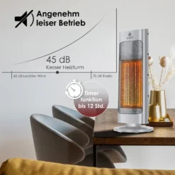 KESSER® Heizlüfter Mit Fernbedienung Energiesparend Leise 2000W Keramik Heizstrahler Standheizstrahler 15-30°C - Schnellheizer Mit 80° Oszillationsfunktion 24h Timer Heizung Turmheizstrahler, Farbe:Grau -Luft Wrame Haus Geschaft 2674824e96fb61ae616146d0d93d34c4