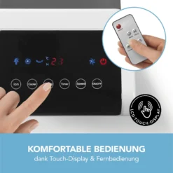 MAXXMEE Luftkühler Mobil 80 W - Zum Kühlen, Befeuchten & Ionisieren Der Raumluft - Weiß Luftkühler Ventilator Kühlgerät Klimagerät Mobil Luftbefeuchter Ionisator Timer -Luft Wrame Haus Geschaft 2678ccf8b6d48925e1d8ecadb0fe190f
