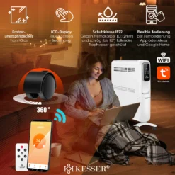 KESSER® Konvektor Elektrische Heizung ECO 2500W Heizkörper Elektroheizung Standheizung Energiesparend Display WiFi App & Fernbedienung Touchscreen - Mobil Radiator 24h Timer Thermostat, Farbe:Weiß 19 KESSER® Konvektor Elektrische Heizung ECO 2500W Heizkörper Elektroheizung Standheizung Energiesparend Display WiFi App & Fernbedienung Touchscreen - Mobil Radiator 24h Timer Thermostat, Farbe:Weiß -Luft Wrame Haus Geschaft 2a147f74bfcd367ad8acfe51d261d078