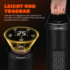Monzana Keramik Heizlüfter 2000W 4 Betriebsmodi 15-35°C Energiesparend 70° Oszillation Timer Leise Fernbedienung Elektroheizung Heizstrahler, Farbe:schwarz -Luft Wrame Haus Geschaft 2e2a436500080ad187f252100d60dbf7