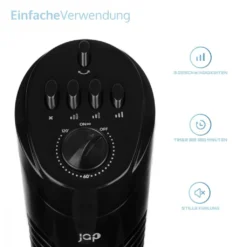 JAP Quebec Oszillierender Leise Turmventilator - 3 Geschwindigkeitsstufen - Drehend - Säulenventilator Mit Timer - Weiß -Luft Wrame Haus Geschaft 2f91f391ff4f40ffa61424f250d4e627