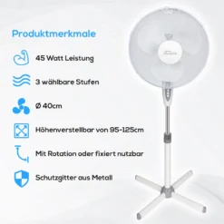 TroniTechnik Standventilator Turmventilator Lüfter SV04 40cm, Inkl. Oszillation -Luft Wrame Haus Geschaft 30107602c08651c2ba03d1ffdefa2b1e