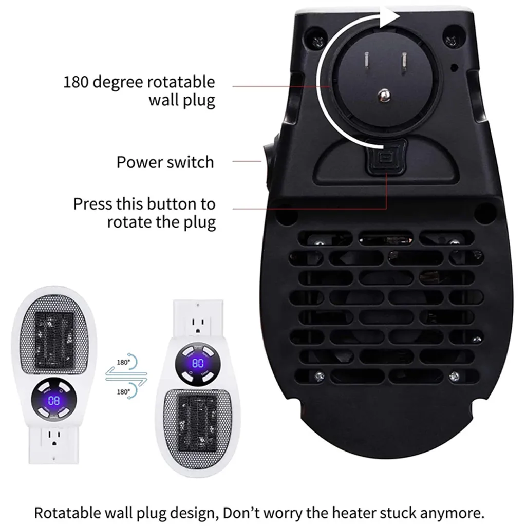 500W Keramik Plug In Heizung Schnelle Zimmersteckdose Innen Leise Tragbar Für Räume Bis 10m² / 25m³ Mit Fernbedienung Weiß 8 500W Keramik Plug In Heizung Schnelle Zimmersteckdose Innen Leise Tragbar Für Räume Bis 10m² / 25m³ Mit Fernbedienung Weiß – Bild 8