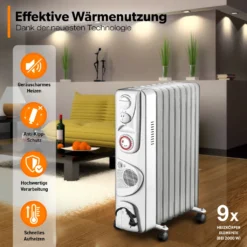 TRESKO® Ölradiator Weiß 2000W Elektroheizung Radiator Öl Heizkörper Heizung Timer 10 TRESKO® Ölradiator Weiß 2000W Elektroheizung Radiator Öl Heizkörper Heizung Timer -Luft Wrame Haus Geschaft 31c29660aa9b19a8f20e3996ec34ca60