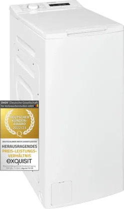 Exquisit Toplader Waschmaschine LTO1207-030C Weiss | 7,5 Kg Fassungsvermögen | Weiß