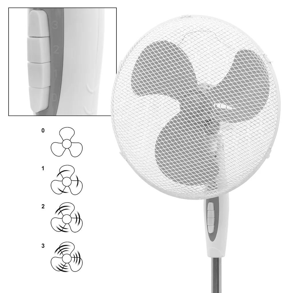 ECD Germany Standventilator 45W, Ø 40cm, Weiß/Grau - Leise, 3 Geschwindigkeitsstufen - Standfuß Höhenverstellbar 102-120 Cm - 90° Oszillazion 30° Neigbar - Ventilator Standlüfter Luftkühler Bödenventilator 2 ECD Germany Standventilator 45W, Ø 40cm, Weiß/Grau - Leise, 3 Geschwindigkeitsstufen - Standfuß Höhenverstellbar 102-120 Cm - 90° Oszillazion 30° Neigbar - Ventilator Standlüfter Luftkühler Bödenventilator – Bild 2