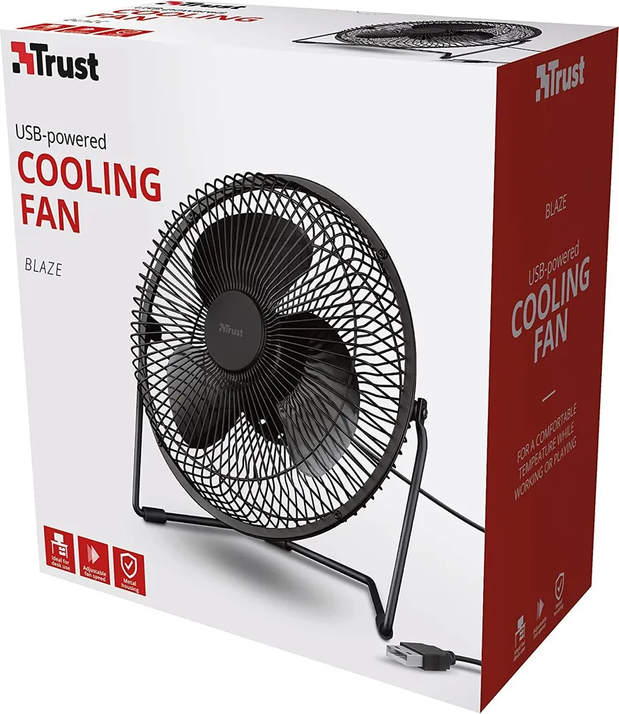 Trust Blaze USB-Kühllüfter, Einstellbare Geschwindigkeit, 120 Cm Kabel - Schwarz 2 Trust Blaze USB-Kühllüfter, Einstellbare Geschwindigkeit, 120 Cm Kabel - Schwarz – Bild 2