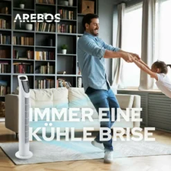 AREBOS Turmventilator Mit Fernbedienung & Timer, 40 Watt, Mit 3 Geschwindigkeitsstufen & Sleep-Modus, Weiß -Luft Wrame Haus Geschaft 3b27e9e24cb4a583793fb32d018506fb
