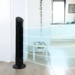 JAP Quebec Oszillierender Leise Turmventilator - 3 Geschwindigkeitsstufen - Drehend - Säulenventilator Mit Timer - Weiß -Luft Wrame Haus Geschaft 3e69166aa30f42f6a9c4b48c38f90784