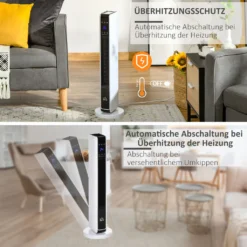 HOMCOM Heizgerät Heizlüfter 2200W Elektroheizer Keramik Heizturm Mit Fernbedienung 8-Stunden-Timer Oszillation Heizer Heizung ABS PA Weiß+Schwarz 21 X 21 X 73 Cm -Luft Wrame Haus Geschaft 3ea84b8106628bf16cc02fba1f307b1d