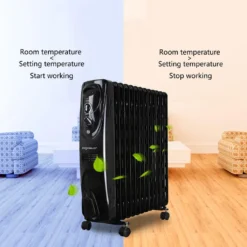 Aigostar Ölradiator Energiesparend 2500W Elektrische Heizung Mobile Ölgefüllter Elektro Heizkörper, Radiator 13 Rippen, 3 Heizstufen, Thermostat Überhitzungsschutz, Schwarz -Luft Wrame Haus Geschaft 41439c0af7390efed086da33a2c26eaa