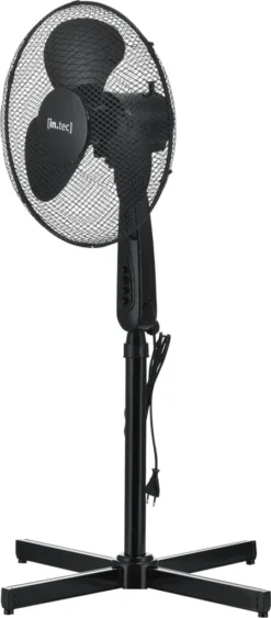 Standventilator Durchmesser 41cm Ventilator Mit 3 Stufen Luftkühler Windmaschine Oszillation 50W Schwarz [in.tec]