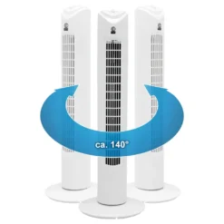 ECD Germany Türmventilator Mit 3 Geschwindigkeitsstufen - 45W - 81cm - 140° Oszillierend - Schwenkfunktion - Leise - Weiß - Timer 60 Min - Standventilator Säulenventilator Säulen Ventilator Türmlüfter -Luft Wrame Haus Geschaft 477dd8799db44e484d2f5a542b23a75a