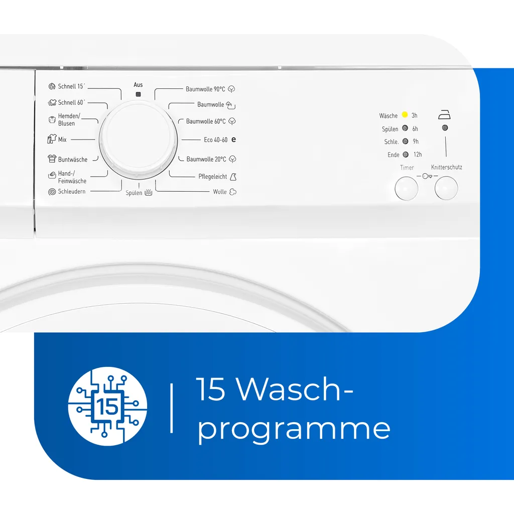 Exquisit Waschmaschine WA6010-060D Weiss | 1000 U/Min. | Fassungsvermögen 6 Kg 3 Exquisit Waschmaschine WA6010-060D Weiss | 1000 U/Min. | Fassungsvermögen 6 Kg – Bild 3