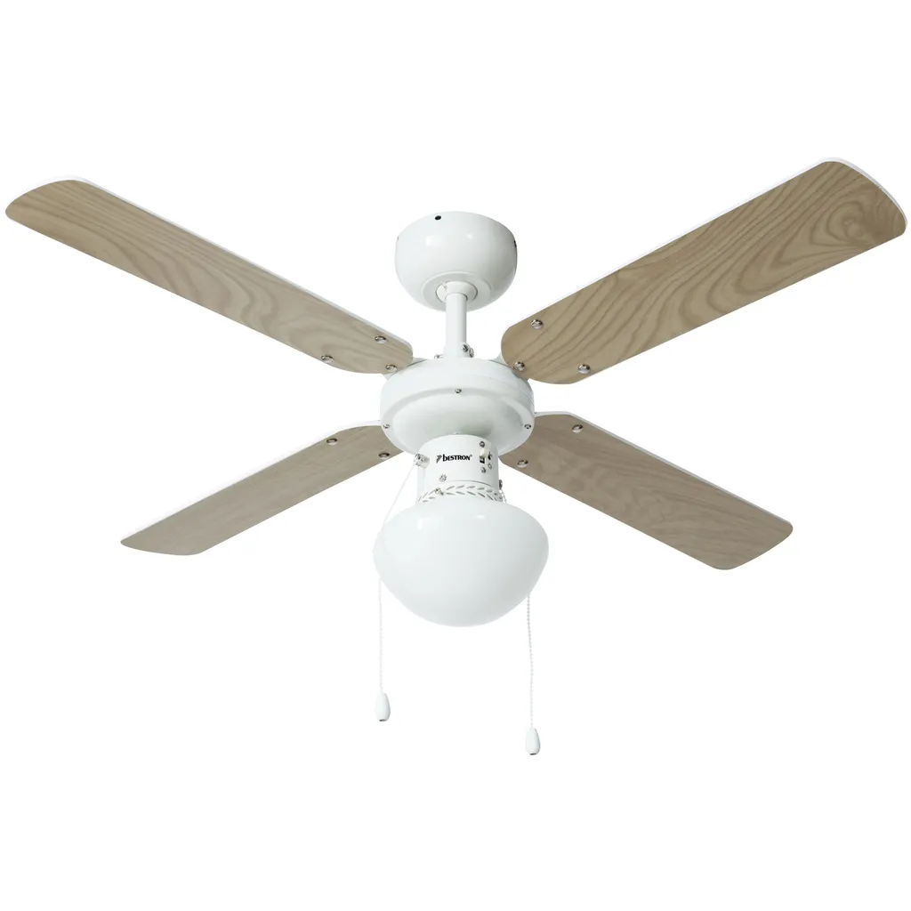 Bestron Deckenventilator Mit Beleuchtung, 3 Geschwindkigkeitsstufen & Großer Flügelspannweite Von Ø102 Cm, 50 W, Farbe: Ahorn/Weiß 1 Bestron Deckenventilator Mit Beleuchtung, 3 Geschwindkigkeitsstufen & Großer Flügelspannweite Von Ø102 Cm, 50 W, Farbe: Ahorn/Weiß