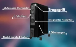 Adler Zilan 9 Rippen Öl Radiator 2.500 Watt | Integrierter Heizlüfter | Elektroheizung | Heizstrahler | 3 Heizstufen | 5 Ölleitungen | Thermostat 10 Adler Zilan 9 Rippen Öl Radiator 2.500 Watt | Integrierter Heizlüfter | Elektroheizung | Heizstrahler | 3 Heizstufen | 5 Ölleitungen | Thermostat -Luft Wrame Haus Geschaft 488f75afb9391a9448057c2ecec61ac8