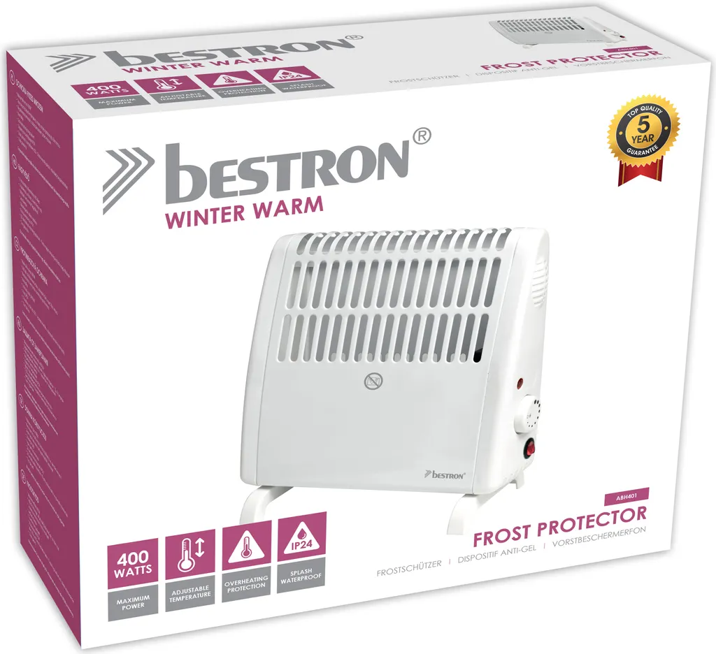 Bestron Elektrischer Frostwächter, Frostschutzgerät Mit Variablen Thermostat Und Abschaltautomatik, IP24 Schutzklasse, Auch Geeignet Für Garagen, Wohnwagen, Geräte- & Gartenhaus, 400 Watt, Farbe: Weiß 2 Bestron Elektrischer Frostwächter, Frostschutzgerät Mit Variablen Thermostat Und Abschaltautomatik, IP24 Schutzklasse, Auch Geeignet Für Garagen, Wohnwagen, Geräte- & Gartenhaus, 400 Watt, Farbe: Weiß – Bild 2